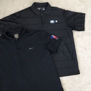 Two black men’s polo shirts. Bud Light logos